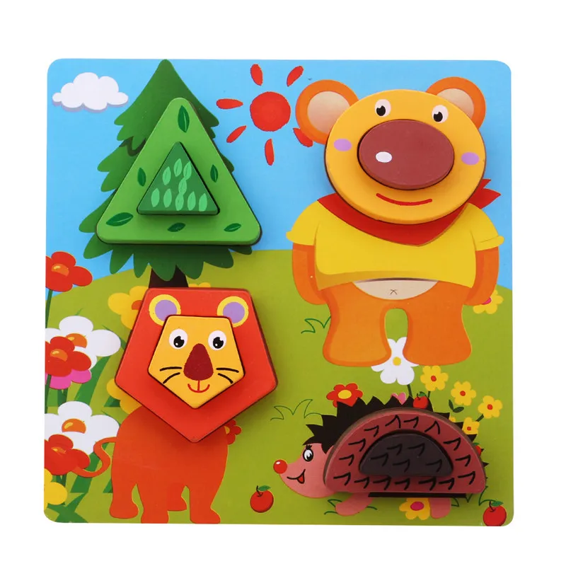  3D Animal Wooden Puzzles Montessori Educational Toys For Kid's Animal Learning Puzzle Teaching Aids - 32949025626