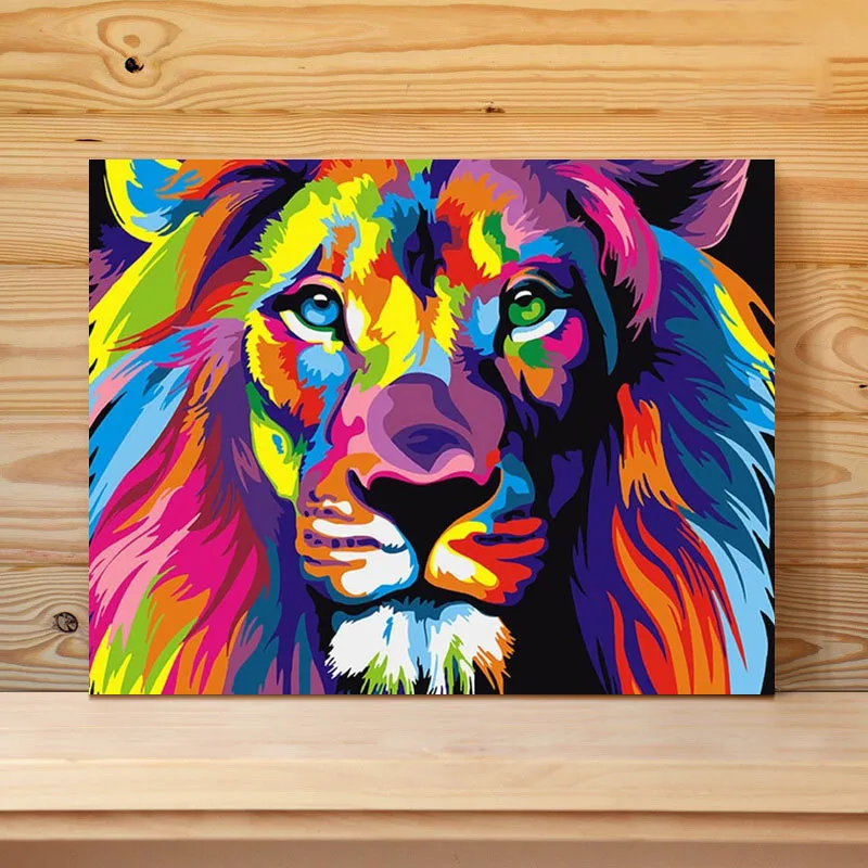 40*50 см картина &quotЛев&quot по номерам DIY модульная фотографии на стене с рамкой Diy