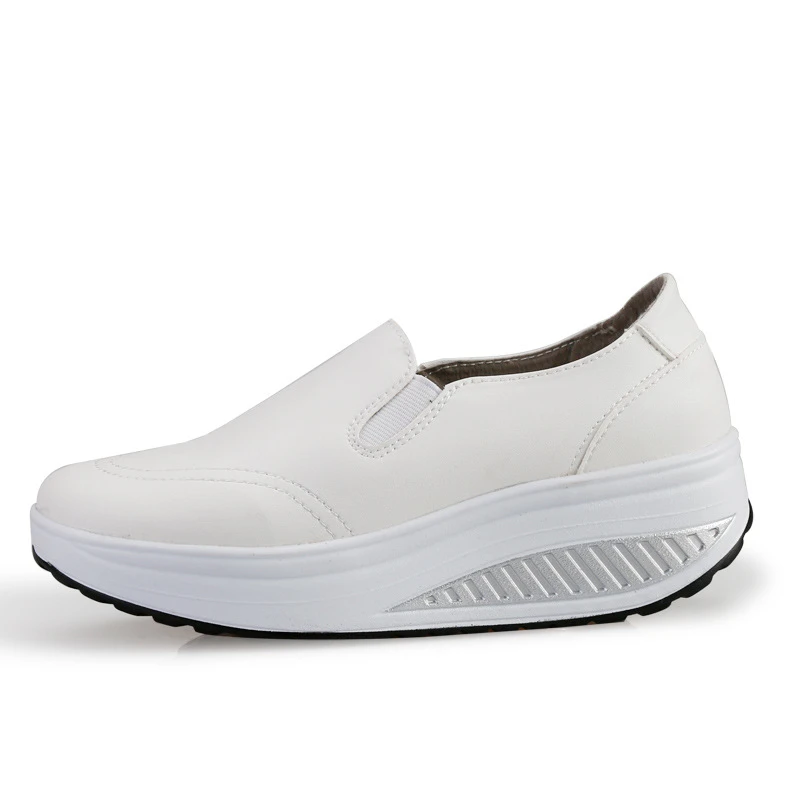 Женские туфли на танкетке из ПУ кожи без застежки|toning shoes|shoes whiteshoes thick soles |