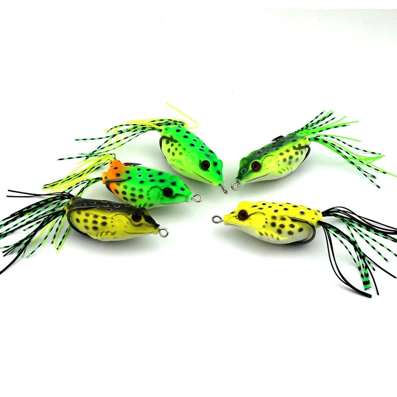 5Pcs Soft Plastic Fishing lures Frog lure With Hook Top Water