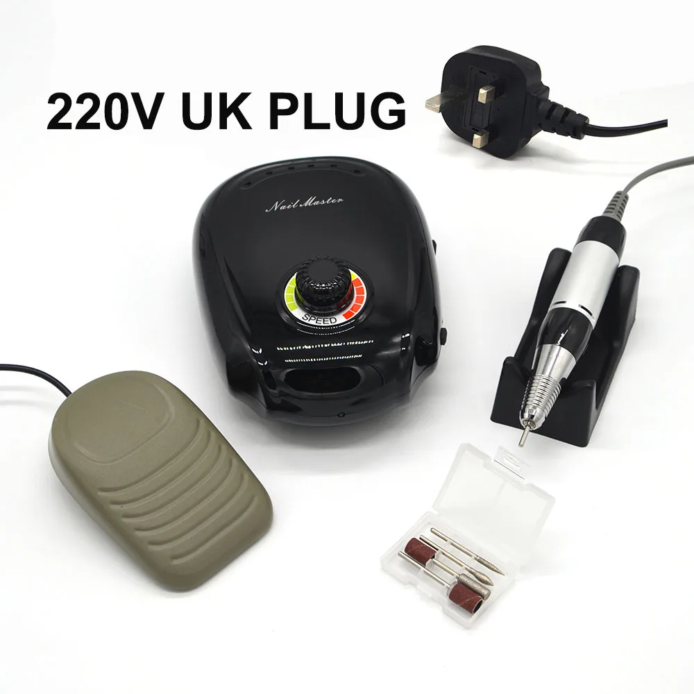 35000 об/мин Красивая Изысканная черная электрическая дрель для дизайна ногтей маникюрная машина с высокой удобностью использования для маникюрных инструментов JMD-303 - Цвет: UK plug