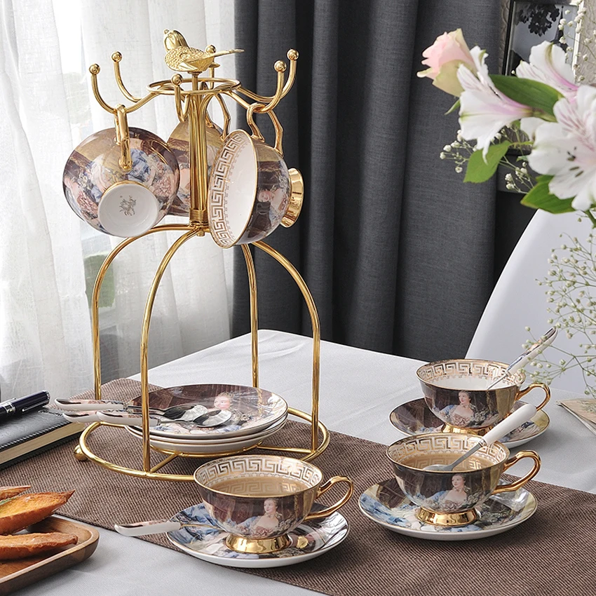Европейский суд Рисунок живопись наборы кофейных чашек Ретро керамическая фарфоровая чайная чашка набор послеобеденный чай посуда для вечеринки свадебные подарки