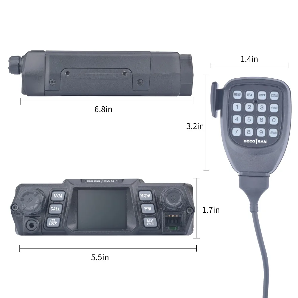 Socotran 200CH Dual Band 75 W/55 W фары для автомобилей Радио УКВ 136-174 МГц UHF 400-480 МГц 2 способ мобильное радио с Кабель для программирования и антенны