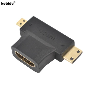 

kebidu 50pcs 3 in 1 V1.4 1080P HDMI Female to Mini / Micro HDMI Male Connector Adapter Converter T Type D C A for HDTV XBOX 360