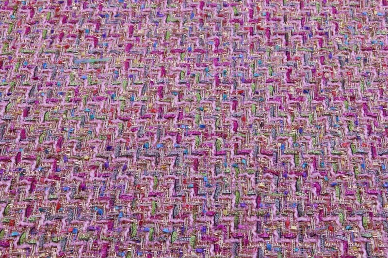 50x145 см плотная твидовая ткань, окрашенная в пряже плетеная твидовая ткань для женского пальто, металлическое Золотое пальто, твидовая ткань розового цвета - Цвет: Розовый