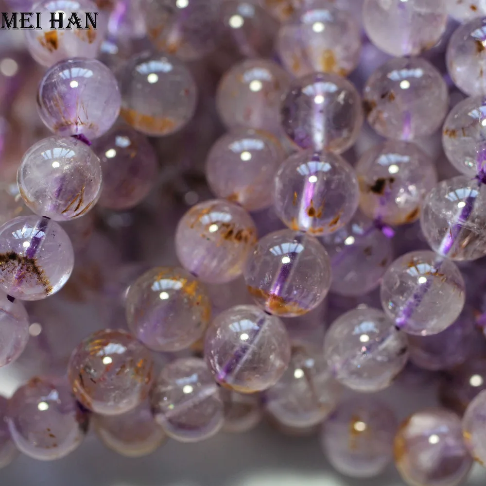 

Wholesale (approx38 beads/set/48g) 9.8-10.3mm grade A Natural Cacoxenite P79 quartz smooth round beads for jewelry making