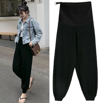 

Maternity clothes 2019 summer new Korean fashion ultra-thin knit loose beam pants nine points pregnant women stomach lift pants