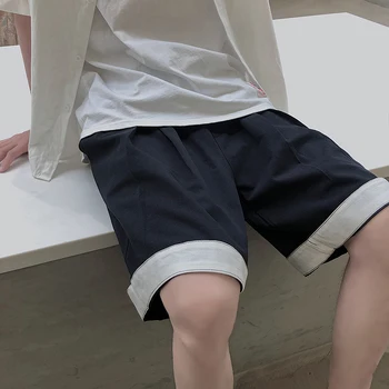 

2019 Summer New Korean Men's Super Comfortable Loose Solid Color Tooling Trend Cotton Sports Street Casual Shorts
