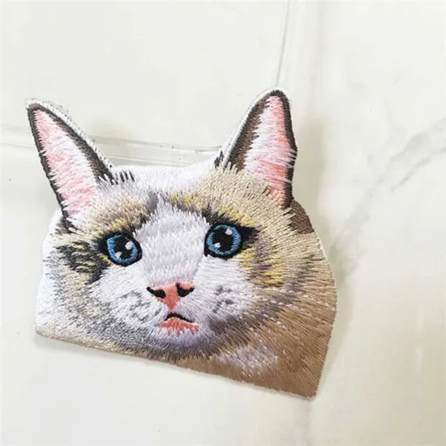 2Pcs cat patches for clothing iron embroidered patch applique iron on