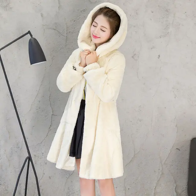 Cheap New Hooded Diamonds Rex Rabbit Hair Coat Female Fur Coat Long paragraph Women Outerwear Whole Skin Warm A-Line Parkas MZ1141