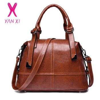 

YANXI PU Leather Women Handbag Casual Women Boston Shoulder Bag Brand Luxury Design Handbags Female Messenger Bag Business Bag