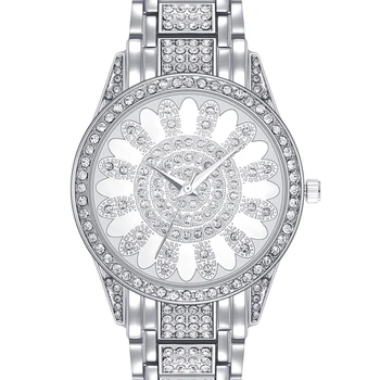 

Flower Pattern Crystal Dial Luxury Quartz Watch for Women Fashion Ladies Clock 3 Hands Factory Direct free shipping