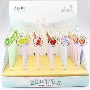 

1PC 0.5mm Black Ink Summer Fruits Metal Pendant Gel Pen School Office Supply Student Stationery Writing Tool