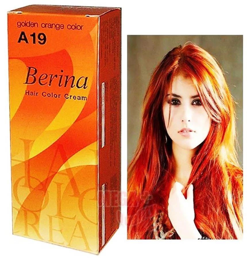 BERINA PROFESSIONALS Hair Cream-Permanent Dye - A19 : Golden Orange Free  Shipping - AliExpress Beauty & Health