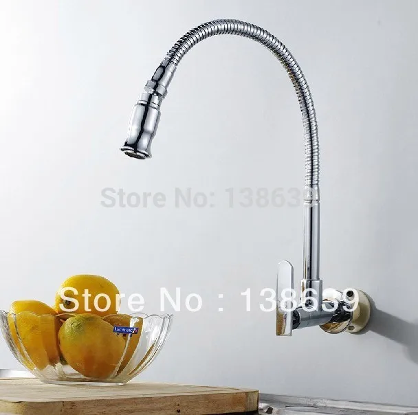 Luxury Brass Cold Kitchen Faucet wall mounted single holder single hole Cold Sink Tap Cold Kitchen
