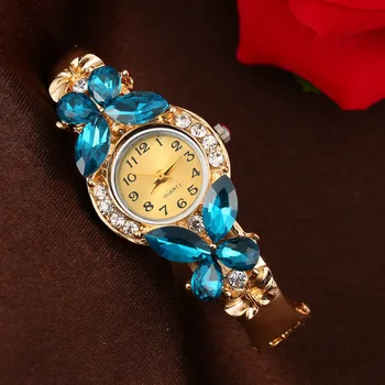 

2019 Top Brand Women Flowers Bracelet Watches Women's Fashion Casual Luxury Crystal Rhinestone Alloy Dress Wristwatches Gifts