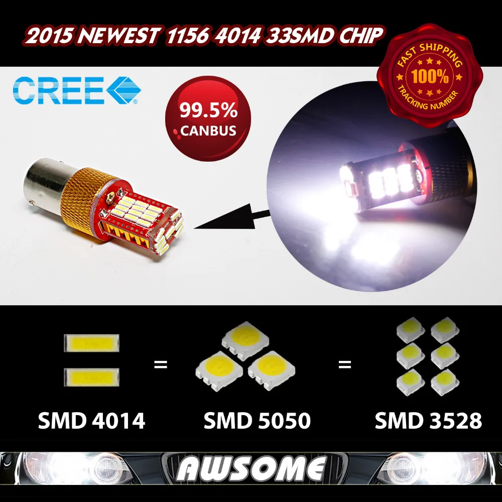 

2015 Newest Style!!! 10x 1156 BA15S P21W 33smd 4014 Canbus Car Truck Led Turn Backup Reverse Parking Bulb White 1100LM