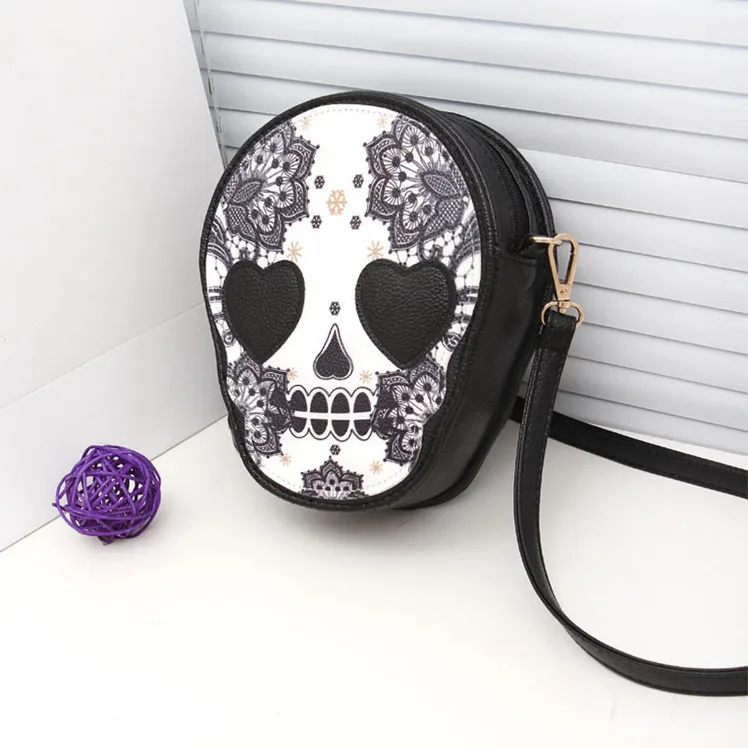 2016 New arrival women skull handbags coin purse lovable PU leather