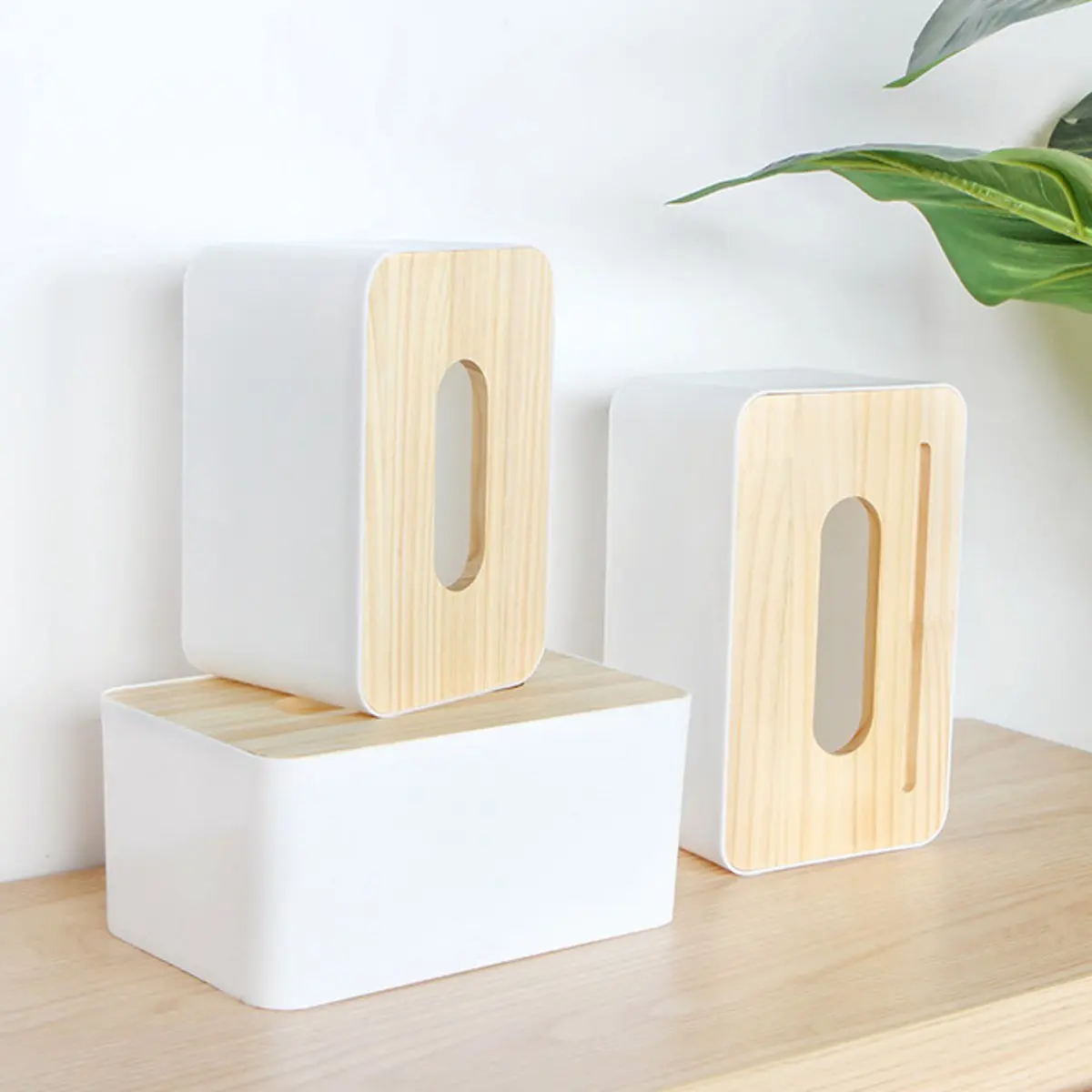 

Natural Bamboo Wooden Tissue Boxes Storage Home Kitchen Desktop Wooden Pumping Tray Simple Napkin Case Container Organization