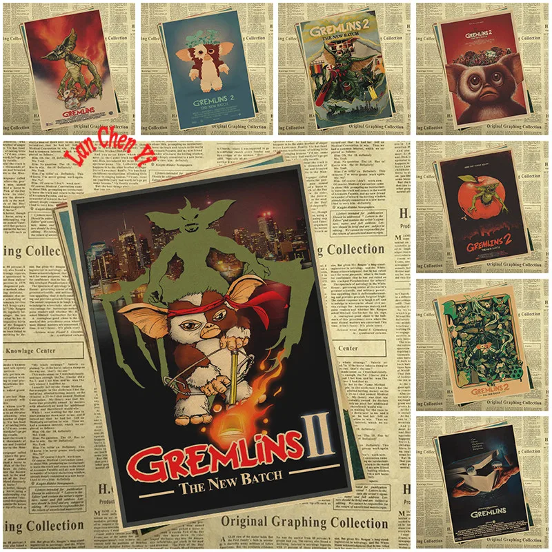 

Gremlins Fantasy horror movie Kraft Paper Poster Bar Cafe High quality Printing Drawing core Decorative Painting