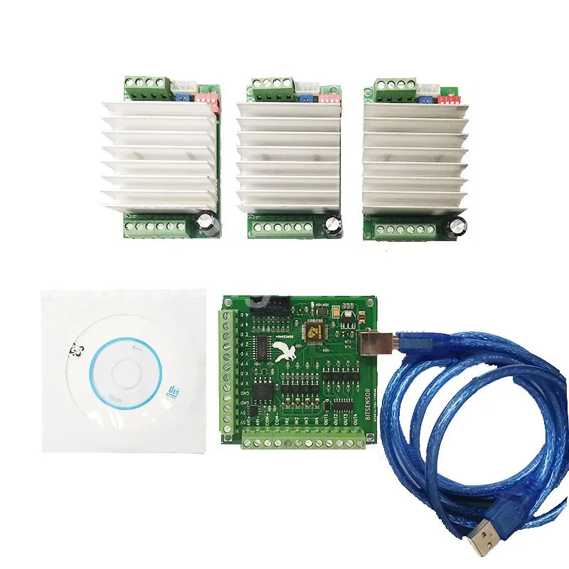 

CNC mach3 usb 4 Axis Kit, 3pcs TB6600 1 Axis Stepper Motor Driver + mach3 4 Axis USB CNC Stepper Motor Controller card 100KHz