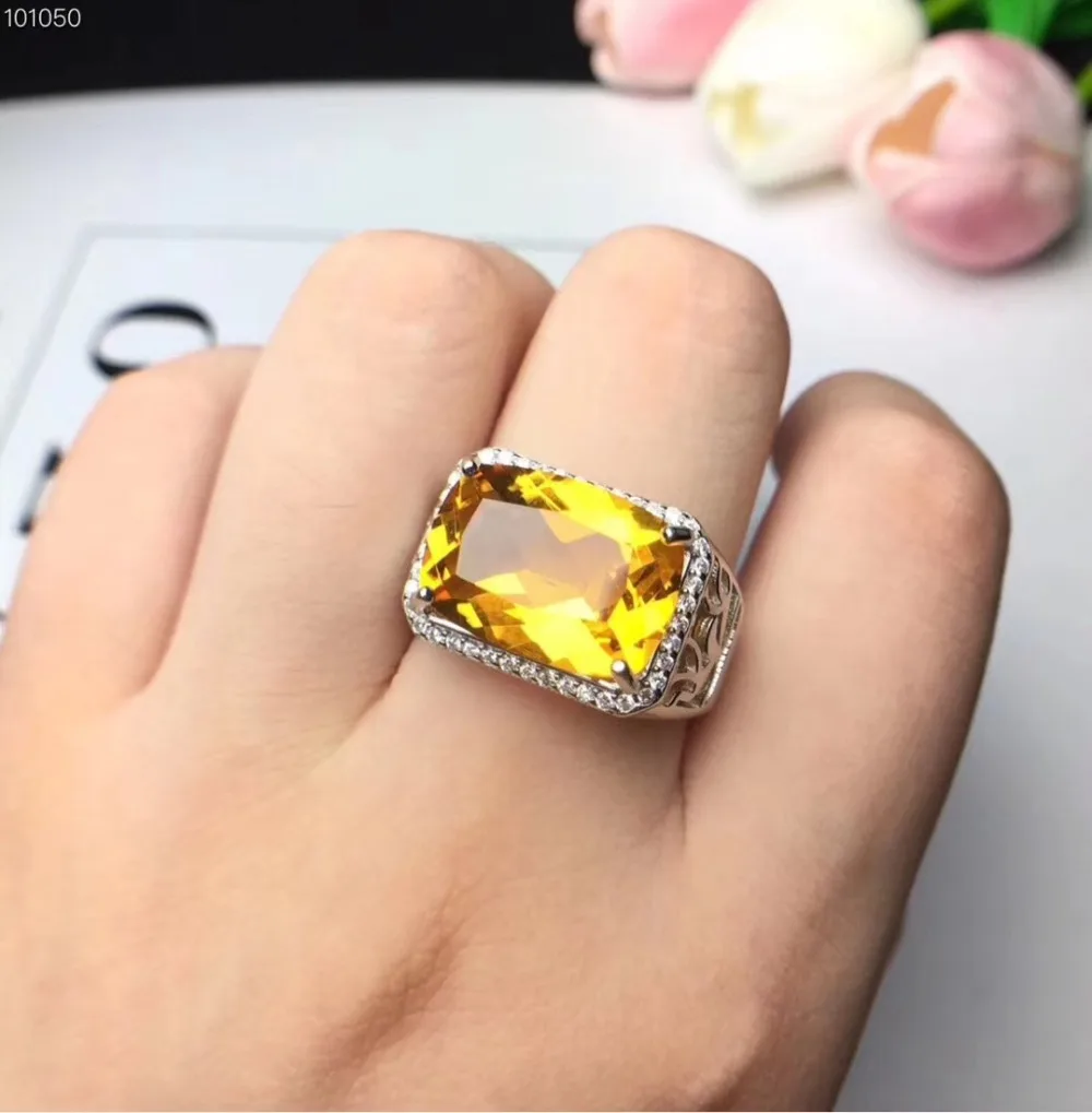 Men Ring Citrinel Ring Natural Real Yellow Citrine And Purple Crystal 925 Sterling Silver 10 14mm Big Gemstone Fine Jewelry Rings Aliexpress