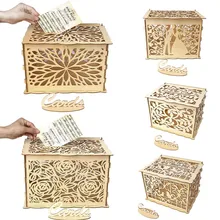 Домашний декор, деревянная Милая коробка с замком, коробка для свадебных карточек с замком, поделки, деревянные подарочные коробки для дня рождения