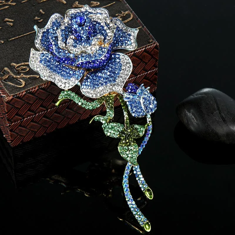 Blue rose brooch clearance