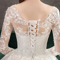 2023 Full Sleeve Muslim Lace Wedding Dresses With Big Train New Luxury Ball Gown Wedding Dress Vestido De Noiva - Image 5