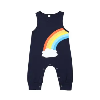 

Baby Clothing 0-24M Newborn Baby Boy Girl Sleeveless Rainbow Cotton Romper Jumpsuit Outfits Summer Clothes