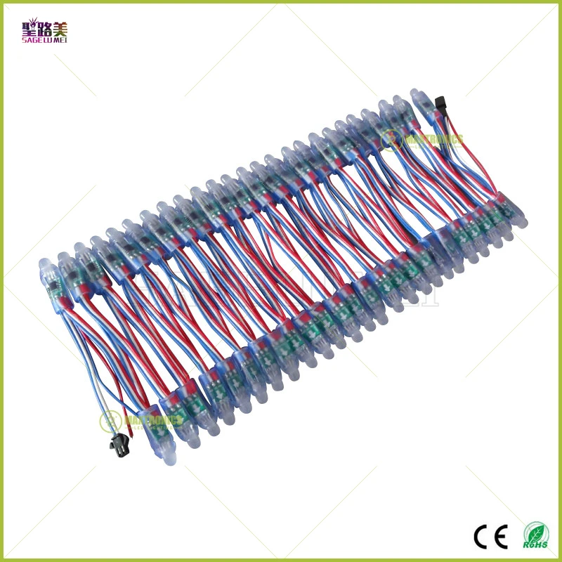 50 шт./лот DC12V WS2811 2811 IC 12 мм RGB длиной в Пол, с бусинами Водонепроницаемый цифровой Full Цвет IP68 светодиодная точечная лампа