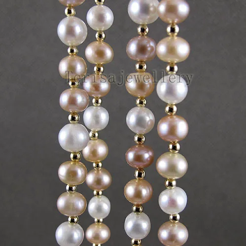 

Stunning Long Pearl Necklace Natural Color Freshwater Pearl Jewelry Made With 3mm GP Beads 48'' Fashion Lady's Jewelry