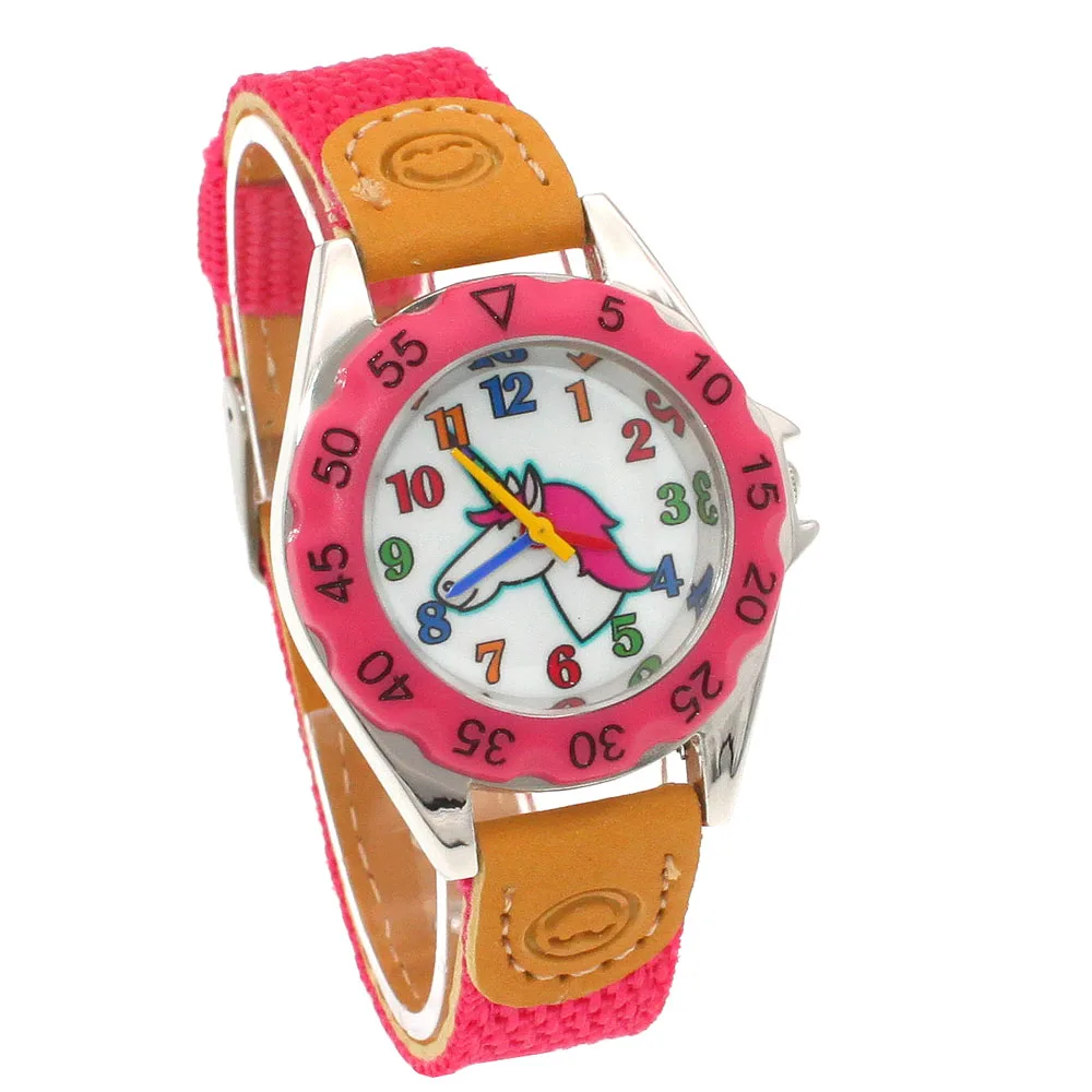 

Hot popular child gift Kids Children's Gift Boy Girl Fabric Strap Learn Time Student Wristwatch U83A