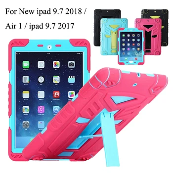 

For New ipad 9.7 2018 Case 360 Full Shockproof Heavy Duty Silicone Hard Cover 3 in 1 Protection Stand Case For ipad 9.7 2017 Air
