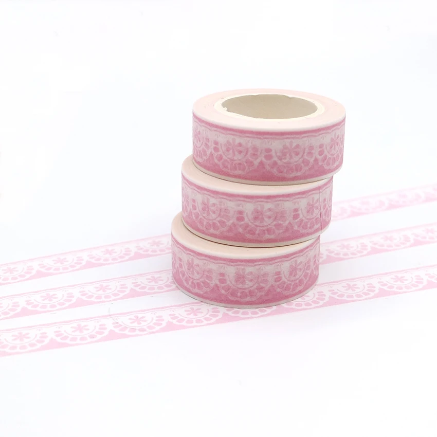 1 PCS Creative Lovely Pink Lace Washi Tape DIY Decoration Scrapbooking Planner Masking Tape Kawaii Stationery Adhesive Tape