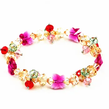 

SWAN JEWELRY Sweet Cute Elegant Colorful Beaded Bracelets Rose Butterfly Crystal Charm Bracelets Gifts for Daughter Girl Friend
