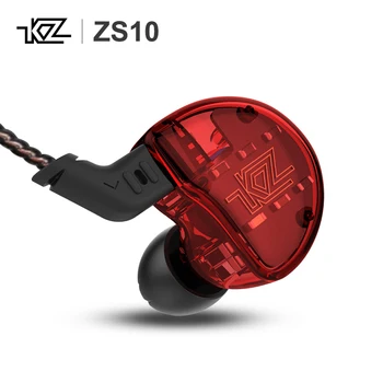 

KZ ZS10 4BA+1DD 10 Driver Dynamic Armature HiFi In-ear Monitors Earphone Earbuds Bass Headset Noise Cancelling hybrid Headphones