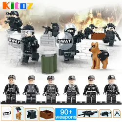 Kitoz SWAT спецназ Полицейский Игрушки цифры строительные Конструкторы с книги об оружии для обувь мальчиков Малыш Дети подарок на Новый год