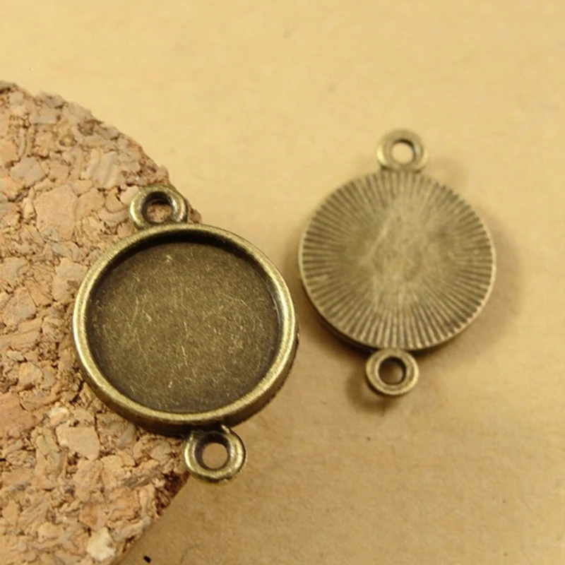 

(fit 12MM inner Cabochons)100pcs 14mm plated Bronze cabochon base for DIY Bracelets