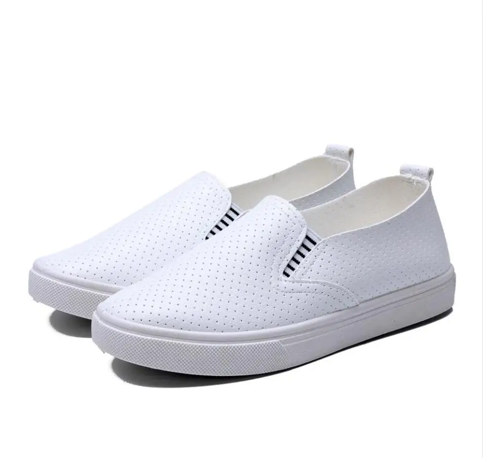 

LISM 2018 women's flat shoes spring and autumn new casual fashion breathable hollow PU shoes one foot student shoes