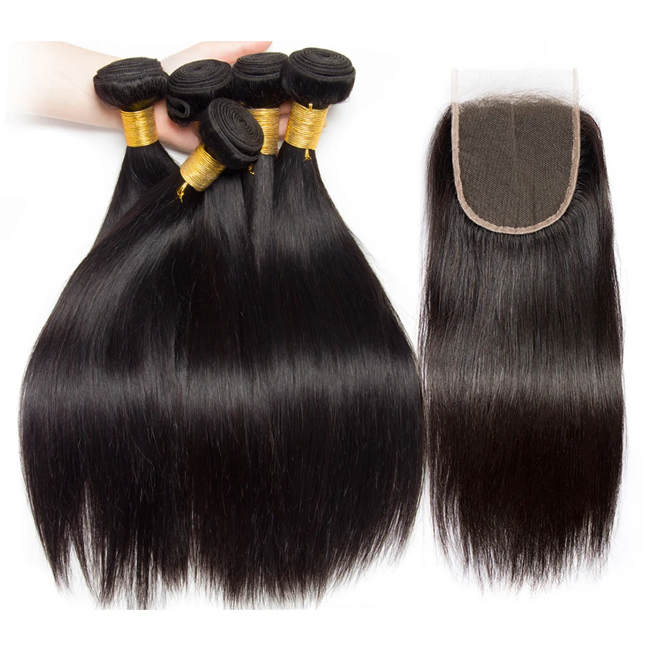Buy Brazilian Hair Weave Bundles With Closure Alibele