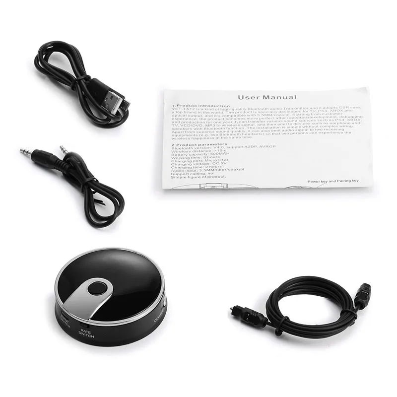 זרם כפול Bluetooth הדיגיטלי משדר אלחוטי סיבים אופטיים אודיו מתאם