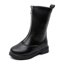 COZULMA Kids Zip Mid-calf Boots For Girls warm plush lining Autumn Winter Fashion Boots Children High Shoes Size 27-36 COZULMA Kids Zip Mid-calf Boots For Girls warm plush lining Autumn Winter Fashion Boots Children High Shoes Size 27-36