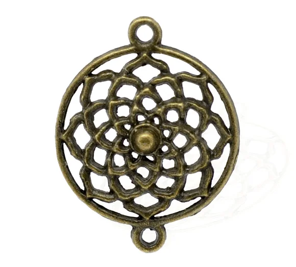 

Zinc metal alloy Connectors Findings Flower Antique Bronze Flower Hollow Pattern Color Plated 28mm x 21mm ,6 PCs