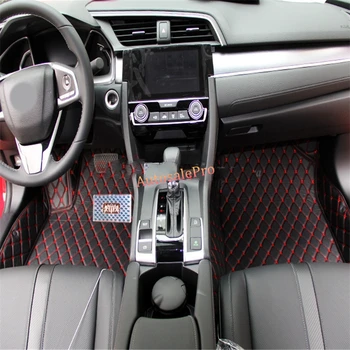 

For Honda Civic 4dr Sedan 2012 2013 2014 2015 Left Hand Drive! Black red grid Front Rear Floor Mat Carpets Pad Cover