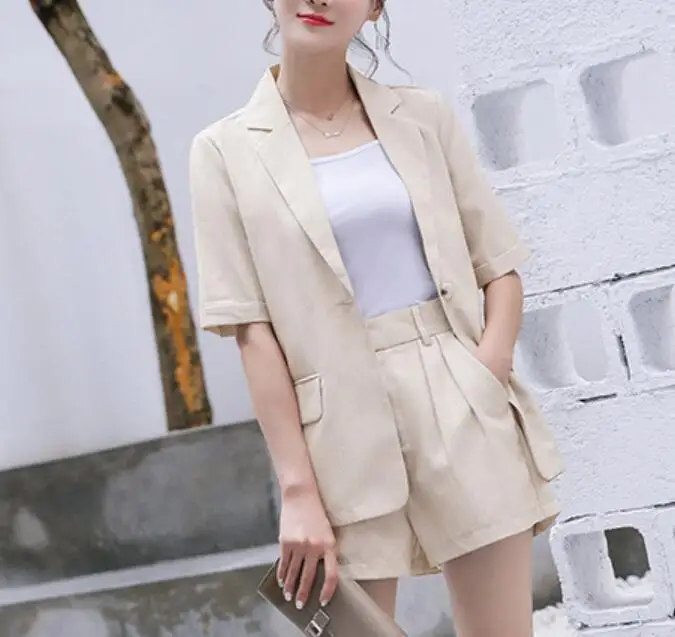 short sleeve linen blazer