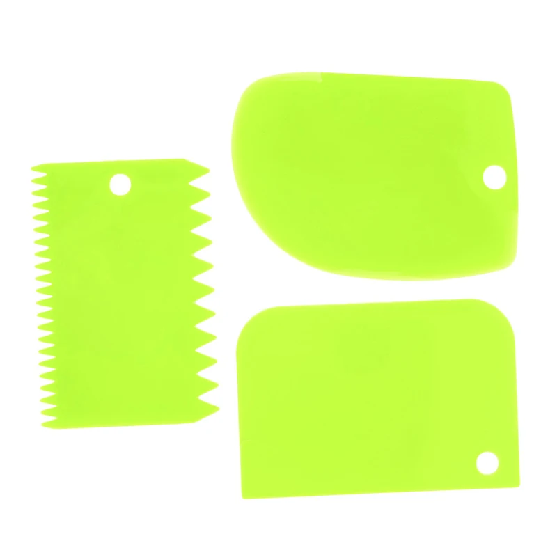 

10*3Pcs Plastic Dough Icing Fondant Scraper Baking Scraper Plain Smooth Jagged Edge Spatula Cutters Pastry Tools Random Color