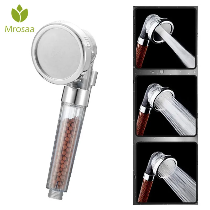 

3 Modes Shower Head Adjustable High Pressure Stone Stream Handheld Shower Negative Ion Activated Ceramic Balls Shower Sprayer