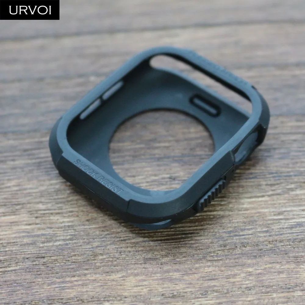 Полный Чехол URVOI из ТПУ для Apple Watch series 5 4, Жесткая Броня, жесткая рамка, бампер, протектор для iWatchshock, сопротивляющийся корпусу, ремешок 40, 44 мм - Цвет: Black