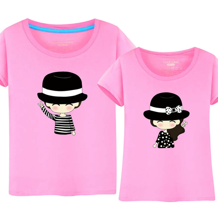 Summer Korean Fashion Matching Couple Clothes Cute Cartoon Sweet Tops Short Sleeve Couple T Shirts For Lovers Tee Shirt Femme Summer Korean Fashion Matching Couple Clothes Cute Cartoon Sweet Tops Short Sleeve Couple T Shirts For Lovers Tee Shirt Femme